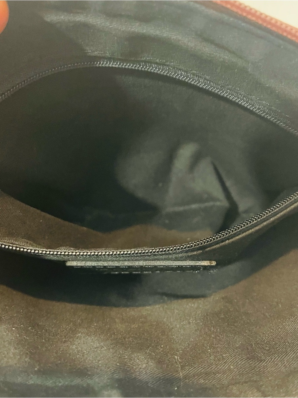 Vintage Liz Claiborne Pebbled Leather Two Tone Satchel Purse Navy Tan - Picture 10 of 10